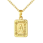 U7 Initial Monogram Necklace for Men Women Letter A 14K Gold Plated Pendant Script Name Jewelry Gift for Birthday Christmas