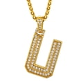 thumbnail image 1 of U7 Initial Necklace for Men Women Personalized Gift 14K Gold Plated Letter U with Bling CZ Hip Hop Pendant, 1 of 8