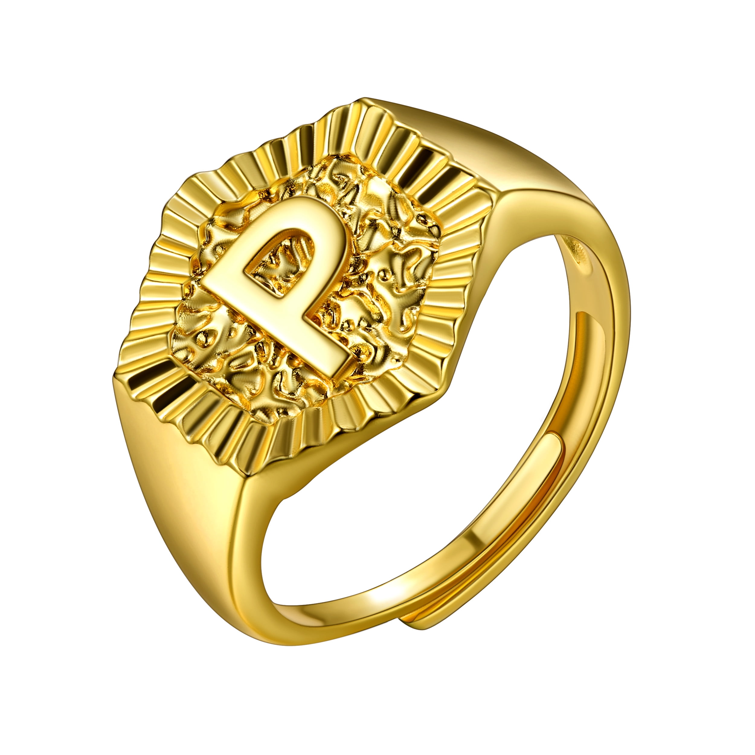 Mens 10K White Yellow Gold Initial Alphabet P Fashion Boys Ring Band Size  10 | eBay
