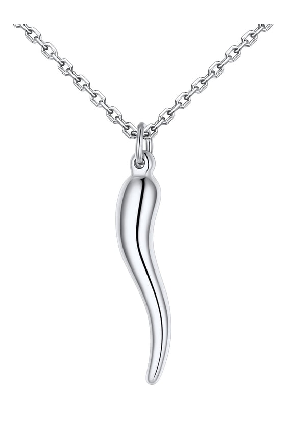 Necklace for Men Women Small Italian Horn Silver Chains Stainless Steel Lucky Charm Amulet Pendant Gift for Him