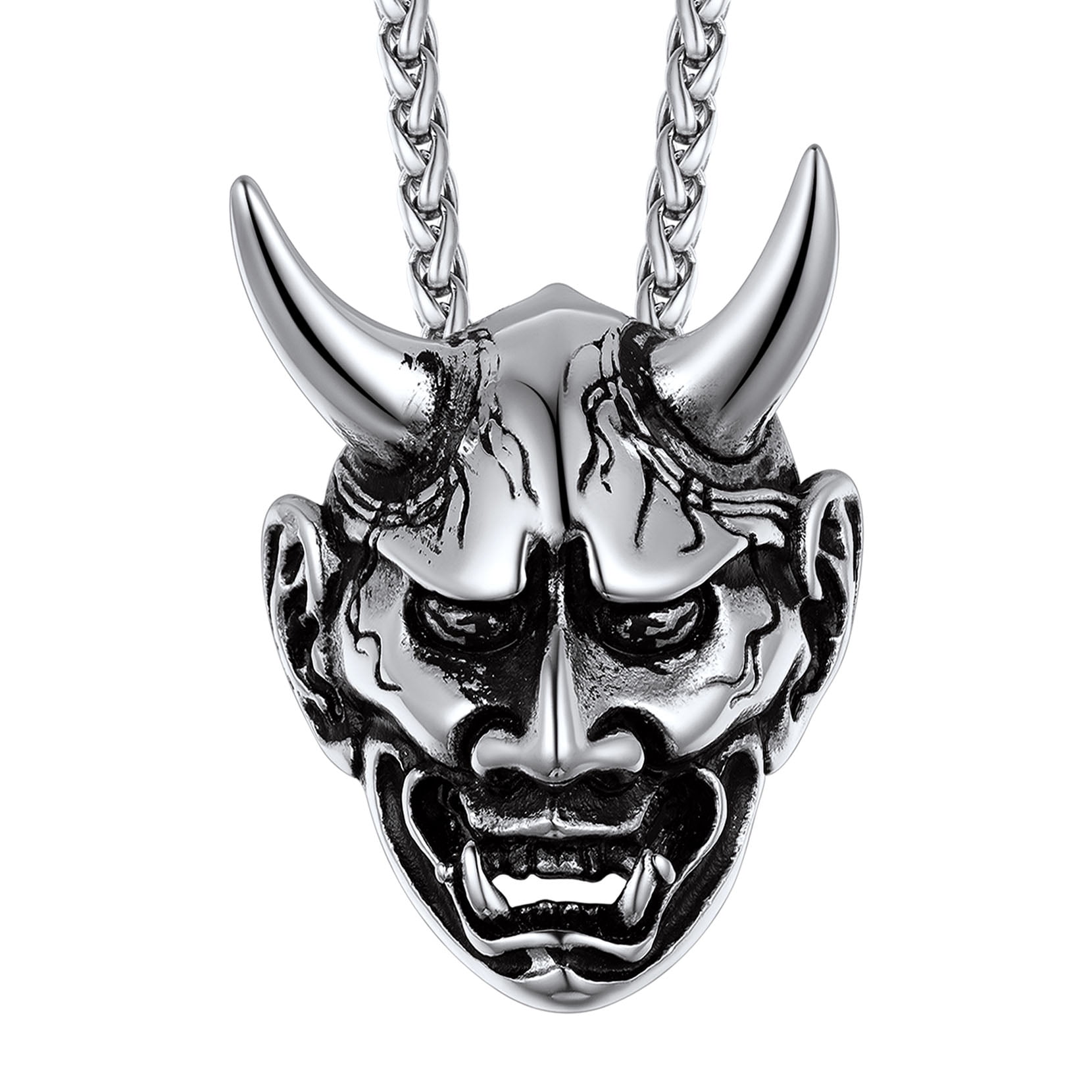 Hannya Oni Mask Cyberpunk Oni Stainless Steel Pendant Necklace Vintage/ necklace/apocalypse/skull/japanese Symbol/royal Power/protection - Etsy