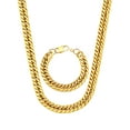thumbnail image 1 of U7 Stainless Steel Chunky Miami Franco Cuban Chain for Men Necklace Bracelet Gold Plated Jewelry Set 2-Piece in 12MM Width 22 Inch, 1 of 7