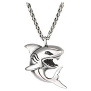 U7 Men Punk Shark Silver Pendant Animal Jewelry with Stainless Steel Chain 22 Inch