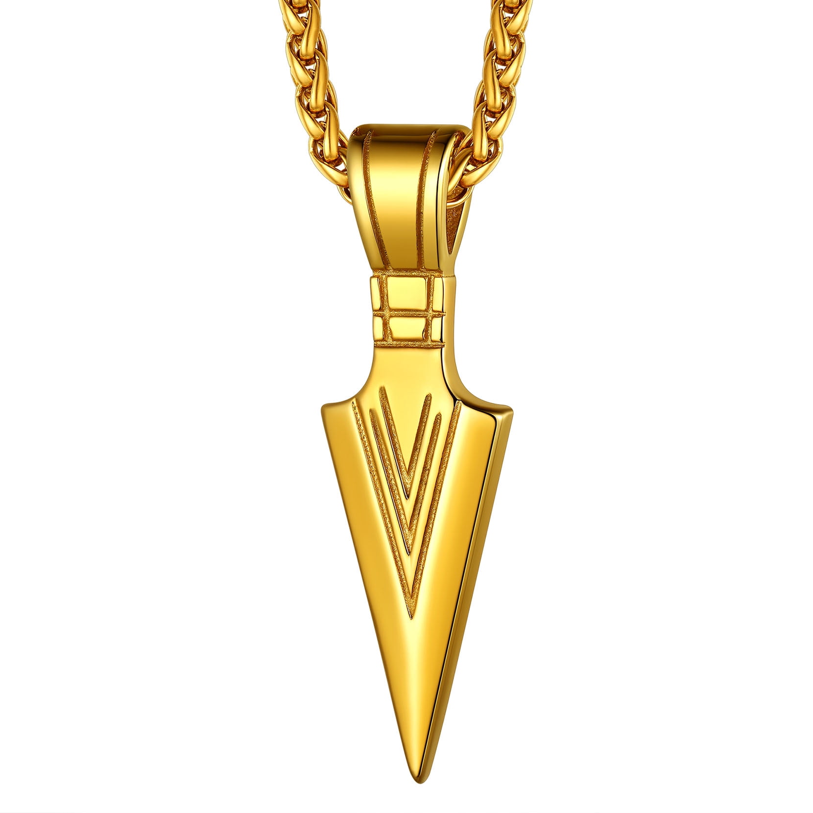 U7 Men Vintage Arrow Stainless Steel Necklace 14K Gold Plated