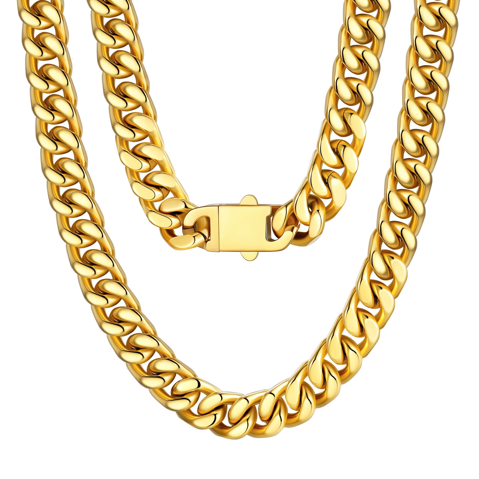 Catenina Uomo Hip Hop Miami Cuban Link 10mm – Placcato Oro 14K, 24 Pollici – Metaltree98