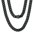 thumbnail image 1 of U7 Mens Cuban Necklace Black Miami Curb Link Chain 9mm 28inch Chunky Stainless Steel Necklace Hip Pop Jewelry Gift, 1 of 8