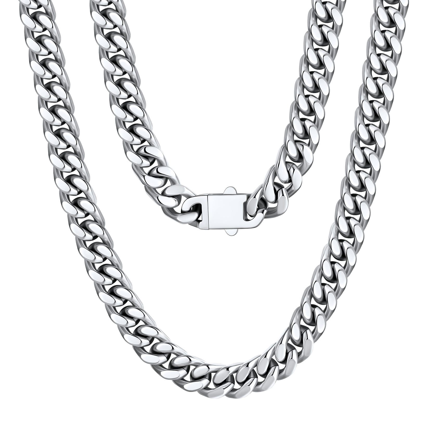 U7 Mens Cuban Necklace Chunky Stainless Steel Miami Curb Link Chain 9mm 26inch Necklace Hip Pop Jewelry Gift