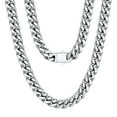 thumbnail image 1 of U7 Mens Cuban Necklace Chunky Stainless Steel Miami Curb Link Chain 9mm 28inch Necklace Hip Pop Jewelry Gift, 1 of 8