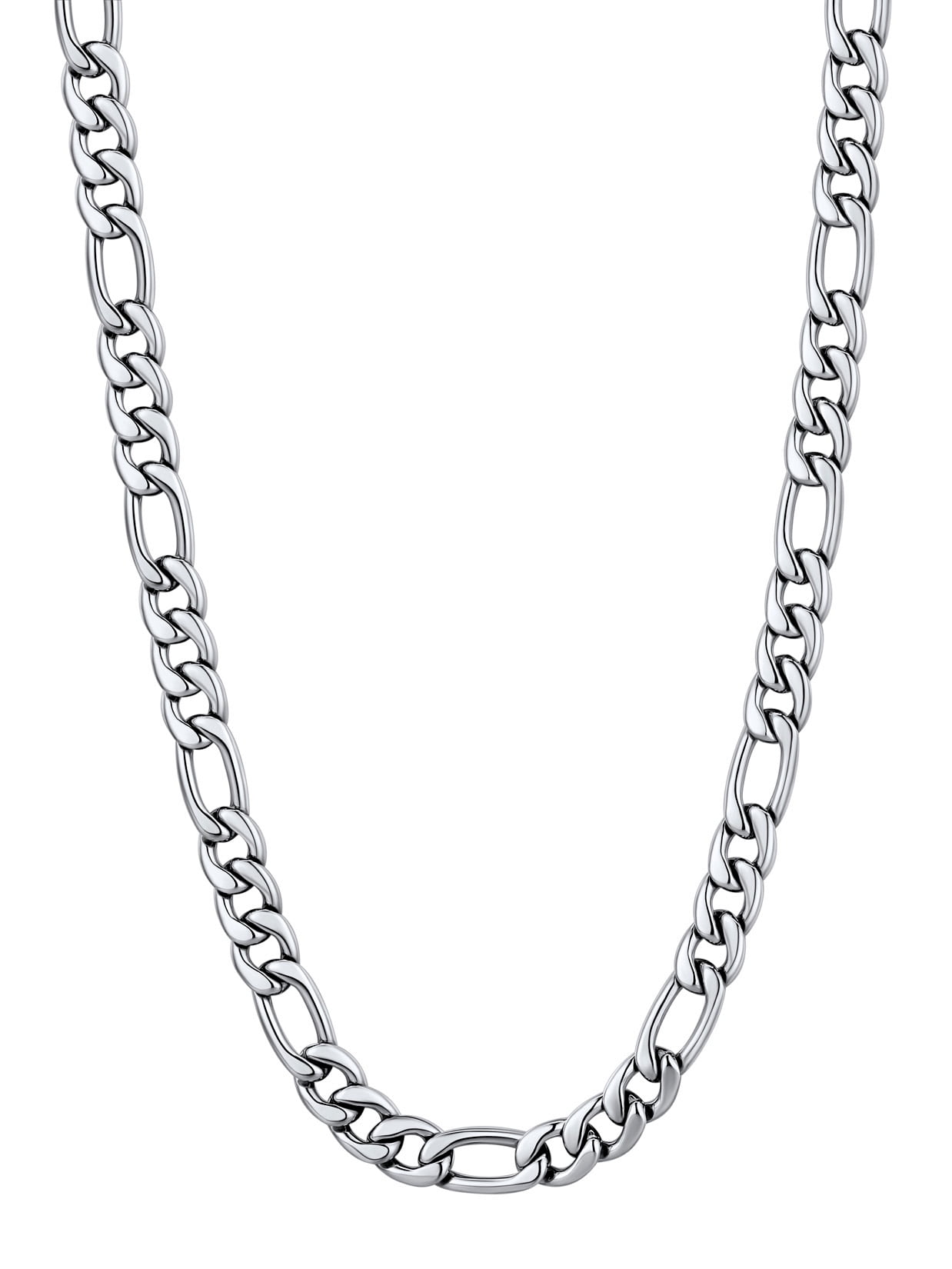 U7 Mens Figaro Chain 9MM Stainless Steel Men Women Silver Tone Trendy Necklace 22 Inch Birthday Gift