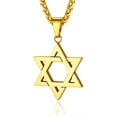 thumbnail image 1 of U7 Mens Star of David Necklace 18K Gold Plated Jewish Pagan Pendant for Men Women with Stainless Steel 3mm Wheat Chain 22+2 Inches, 1 of 9