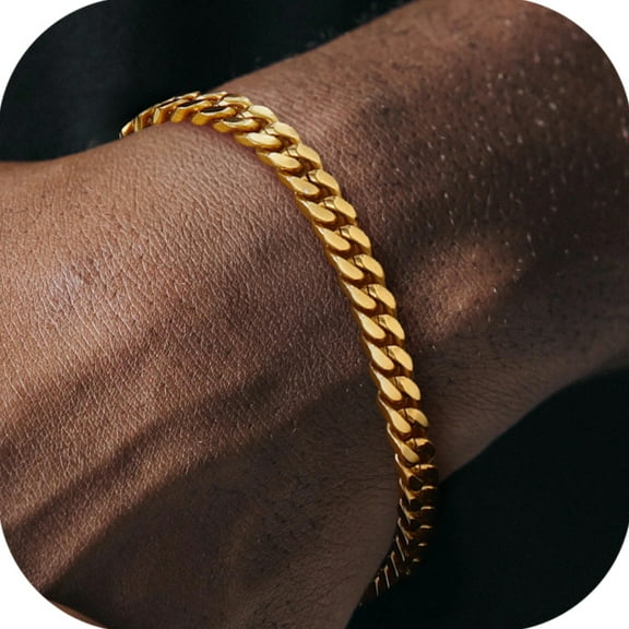 U7 Miami Cuban Bracelet for Men 14K Gold Plated Charm Bracelet 5mm Chain Bracelet Hip Pop Jewelry Gift 7.5inch