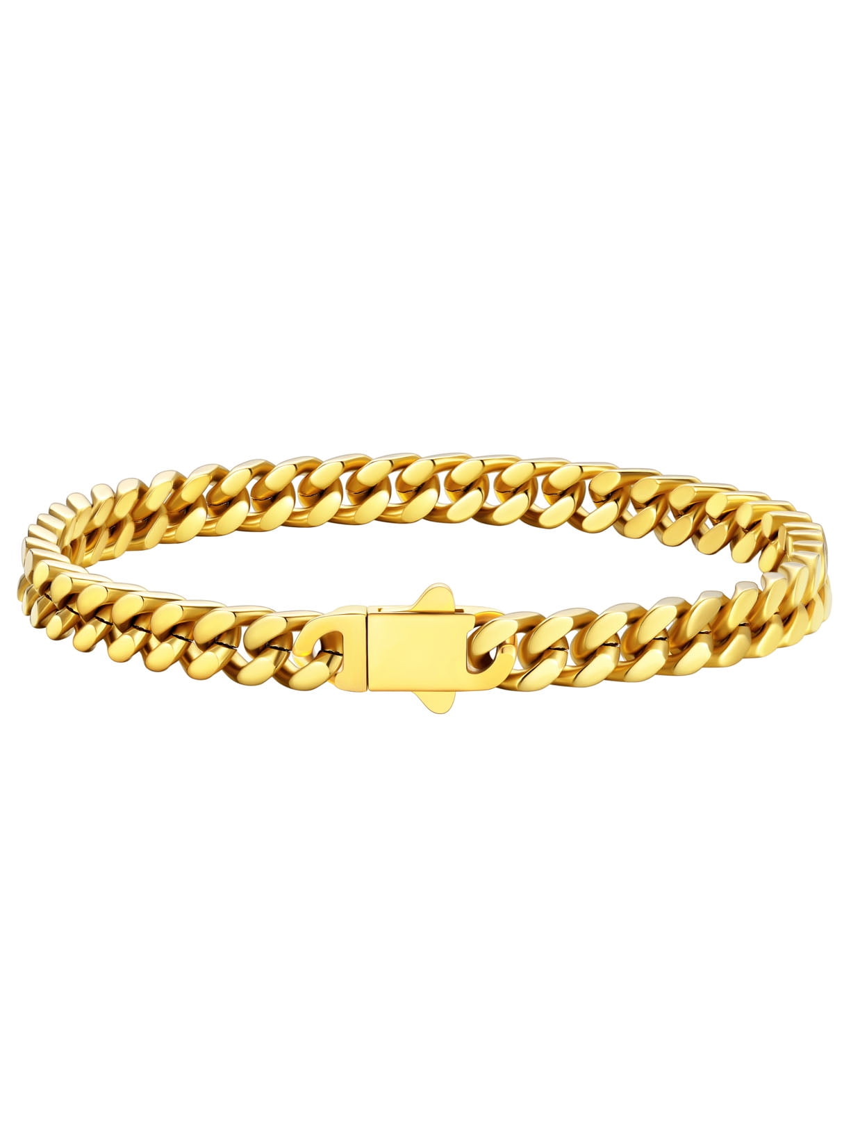 U7 Miami Cuban Bracelet for Men 14K Gold Plated Charm Bracelet 5mm Chain Bracelet Birthday Valentines Jewelry Gift 7.5inch