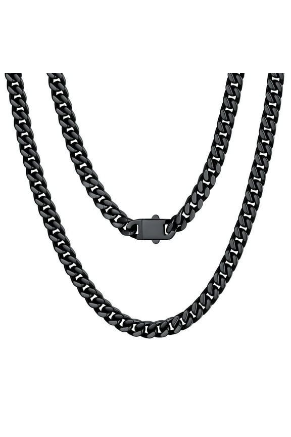 Miami Cuban Link Chain for Mens 5mm 20inch Black Curb Cuban Necklace Stainless Steel Men's Jewlery Gift
