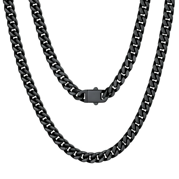U7 Miami Cuban Link Chain for Mens 5mm 20inch Black Curb Cuban Necklace Stainless Steel Men's Jewlery Gift