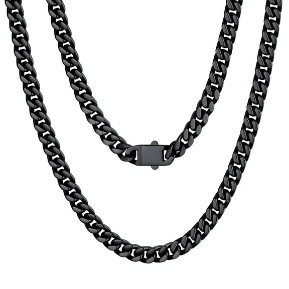 U7 Miami Cuban Link Chain for Mens 5mm 22inch Black Curb Cuban Necklace Stainless Steel Men's Jewlery Gift