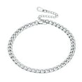 thumbnail image 1 of U7 Silver Ankle Minimalist Foot Bracelets Solid Curb Chain for Women 8.5inches, 1 of 6