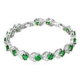 thumbnail image 1 of U7 Silver Plated Women Tennis Bracelet with Sparkling Green Emerald Cubic Zirconia Crystals Wedding Mothers Day Gift,6-8 inch length, 1 of 9