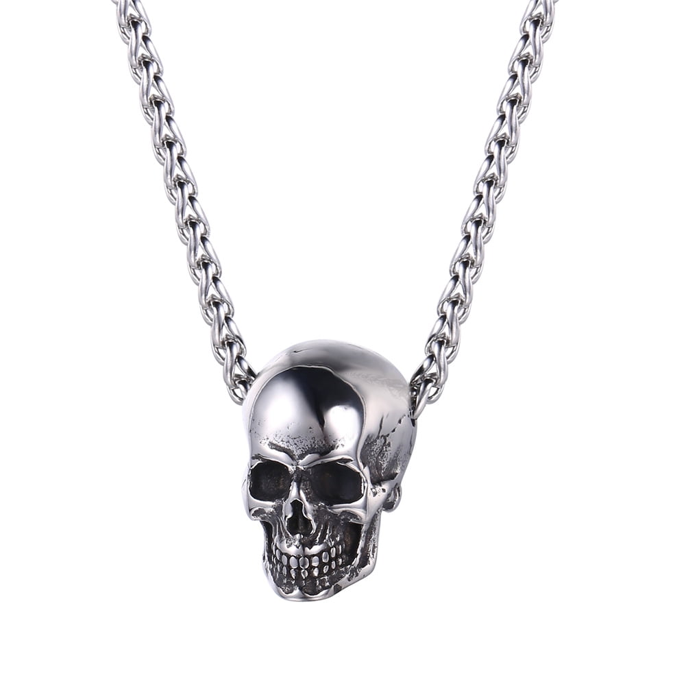 U7 Skull Head Pendant Necklace Stainless Steel Gothic Punk Chain ...
