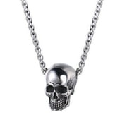 U7 Skull Head Pendant Necklace Stainless Steel Gothic Punk Chain Jewelry for Men Boys