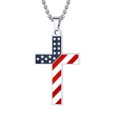 thumbnail image 1 of U7 Stainless Steel Patriotic Cross Necklace for Women Men Fashion American Flag Religious Christmas Jewelry Gift, 1 of 9