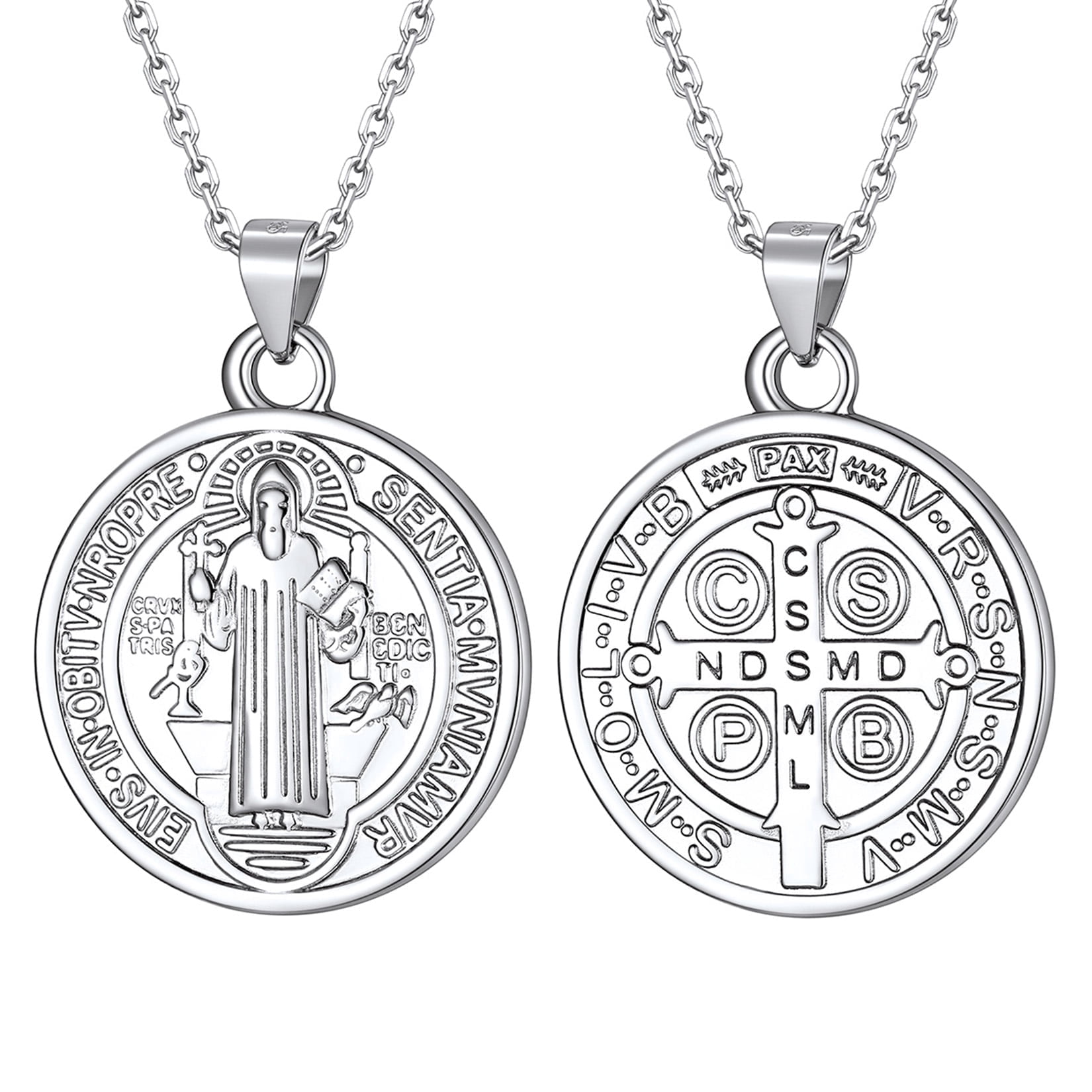 U7 Sterling Silver Saint Benedict Pendant Necklace, Unisex, Catholic ...