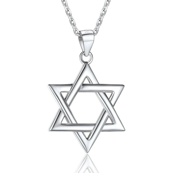 U7 Sterling Silver Star of David Necklace Religious Jewish Jewelry for Men Women Israel Pendant Silver Chain
