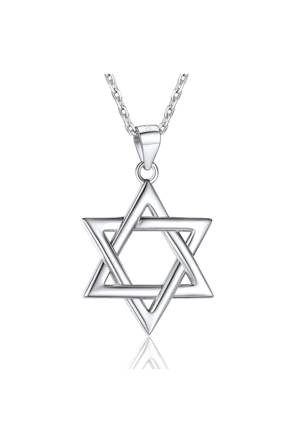 Sterling Silver Star of David Necklace Religious Jewish Jewelry for Men Women Israel Pendant Silver Chain