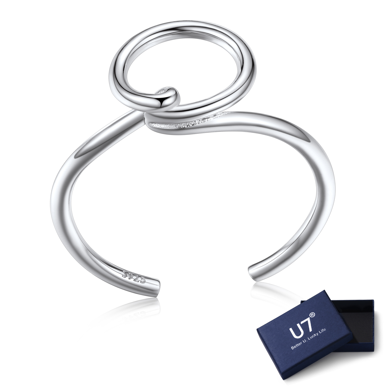Women's Initial Ring - 925 Sterling Silver Adjustable Alphabet Ring, Personalized Gift