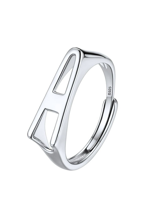 Sterling Silver Women Ring with Initial A Minimalist Stackable Finger Rings Women's Jewelry Birthday Gift