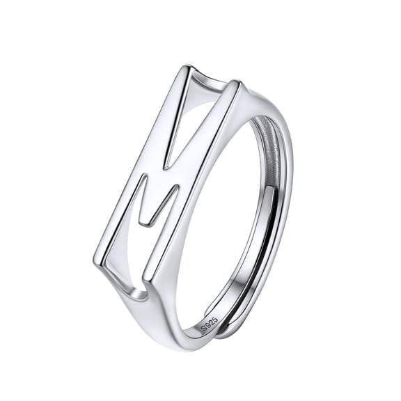 U7 Sterling Silver Women Ring with Initial M Minimalist Stackable Finger Rings Women's Jewelry Birthday Gift