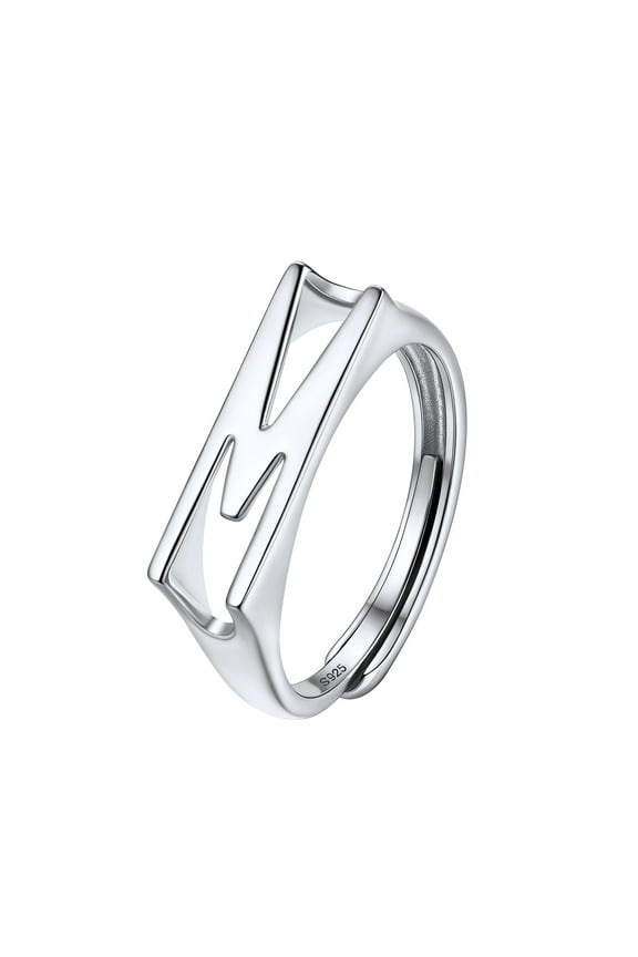 Sterling Silver Women Ring with Initial M Minimalist Stackable Finger Rings Women's Jewelry Birthday Gift