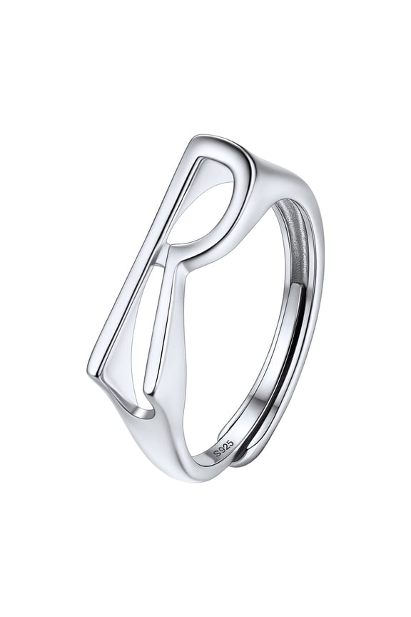 Sterling Silver Women Ring with Initial R Minimalist Stackable Finger Rings Women's Jewelry Birthday Gift