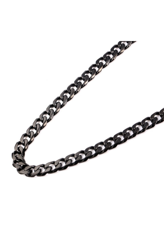 Black Cuban Necklace for Men Stainless Steel Curb Chain Jewelry 6mm 18 Inch Fashion Gift for Son Husband