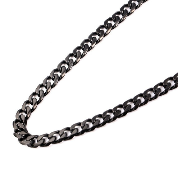 U7 Black Cuban Necklace for Men Stainless Steel Curb Chain Jewelry 6mm 22 Inch Fashion Gift for Son Husband