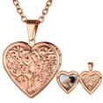 thumbnail image 1 of U7 Tree of Life Rose Gold Plated Locket Necklace Heart Pendant Necklace Personalized Memorial Gift Christmas Gifts for Women Daughter Mother's Day Valentine, 1 of 8