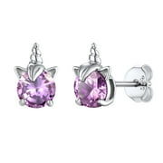 U7 Unicorn Stud Earrings for Women 925 Sterling Silver June Birthstone Crystal Alexandrite Earring Hypoallergenic Earrings Birthday Anniversary Jewelry Gift for Mom Daughter