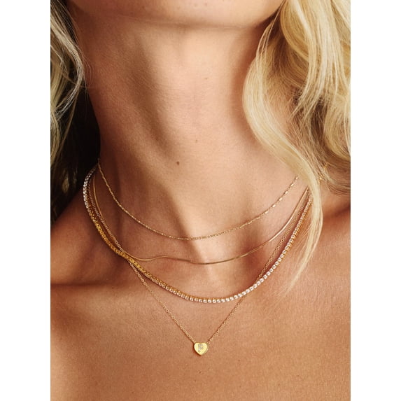 U7 Mother's Day Gifts for Women 14K Gold Plated Letter Pendant with Sparkle Cubic Zirconia Tiny Heart Letter Initial F Necklace Choker
