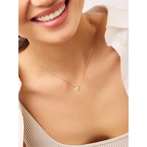 U7 Mother's Day Gifts for Women 14K Gold Plated Letter Pendant with Sparkle Cubic Zirconia Tiny Heart Letter Initial Q Necklace Choker