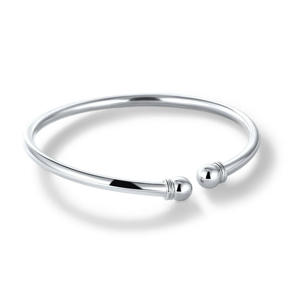 U7 Women Silver Bangle Simple Polished Fashion Solid Cuff Bangle Christmas Birthday Gift