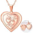 thumbnail image 1 of U7 Women Rose Gold Locket Necklace Custom Picture Love Heart Pendant Memorial Gift for Mom Daughter Birthday Mother's Day Valentine, 1 of 8