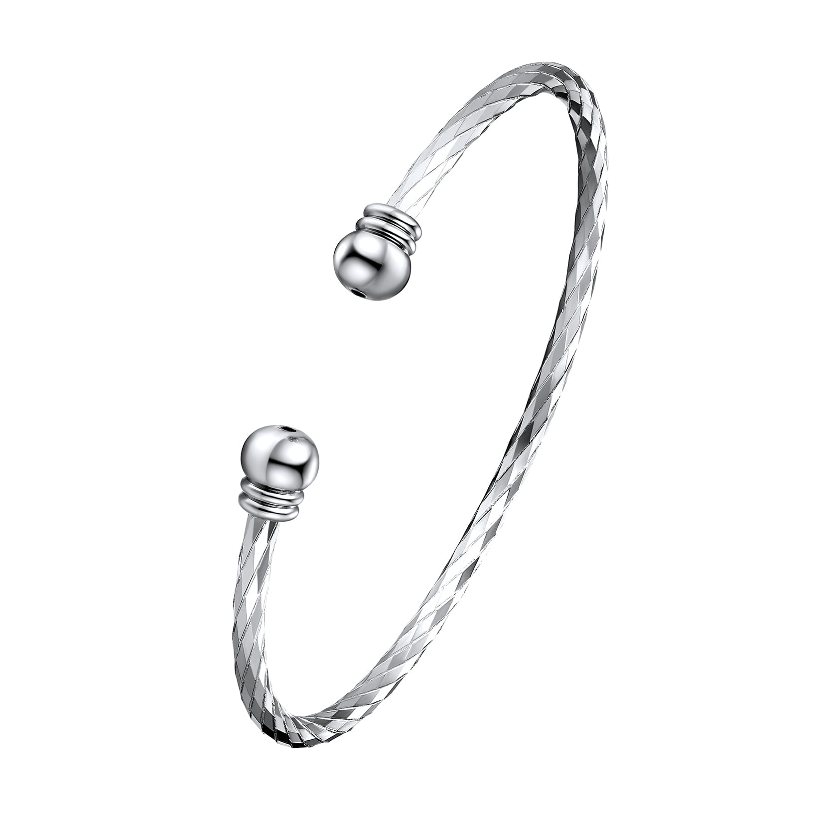 U7 Women Twisted Silver Cuff Bangle Open Bracelet Fashion Bangle