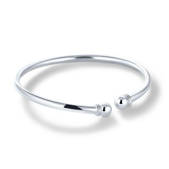 U7 Womens Bracelets 925 Sterling Silver Open Bangle Bracelet 7mm Round Ball Trendy Cuff Bangle Gift for Daughter
