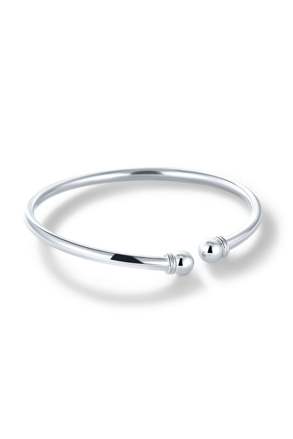 Womens Bracelets 925 Sterling Silver Open Bangle Bracelet 7mm Round Ball Trendy Cuff Bangle Gift for Daughter