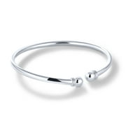 U7 Womens Bracelets 925 Sterling Silver Open Bangle Bracelet 7mm Round Ball Trendy Cuff Bangle Gift for Daughter