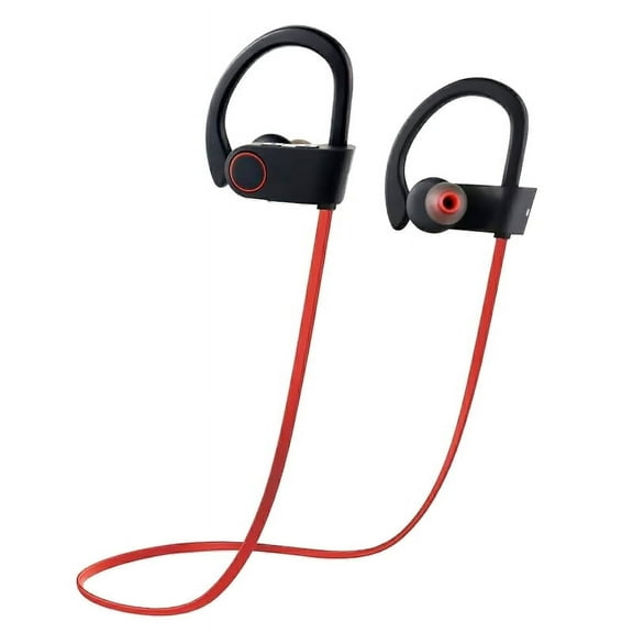 U8 5.3 Bluetooth Earphone Wireless Sports Headphone, Ear Hanging In-Ear Earphone, Noise Reduction Sweatproof HD Voice Earphone for IOS Android, Black Red