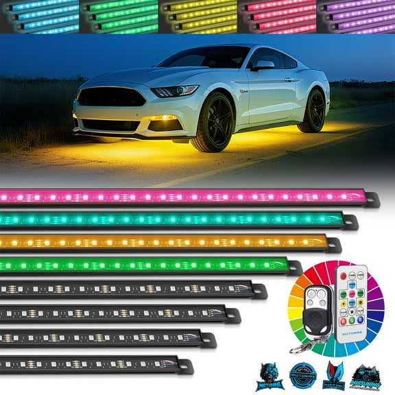 U8 RGB LED Underglow Underbody Neon Lights Strips Dual Remote Control Waterproof