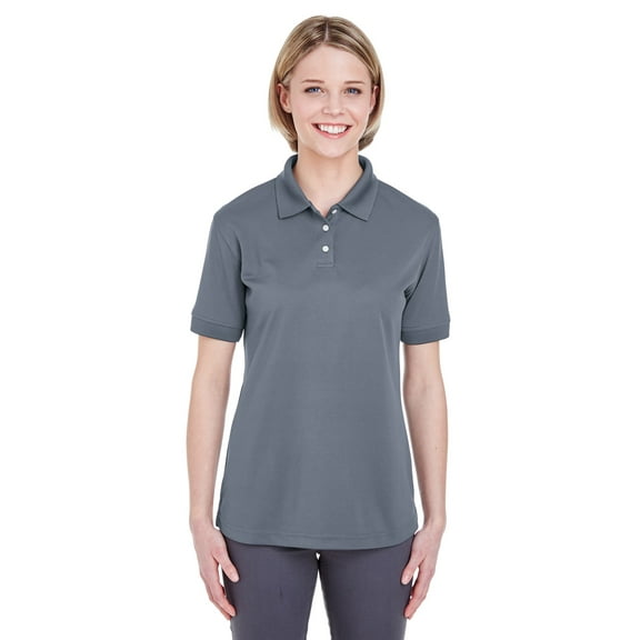 U8315L UltraClub Ladies' Platinum PiquÃ© Polo TempControl Charcoal 3XL