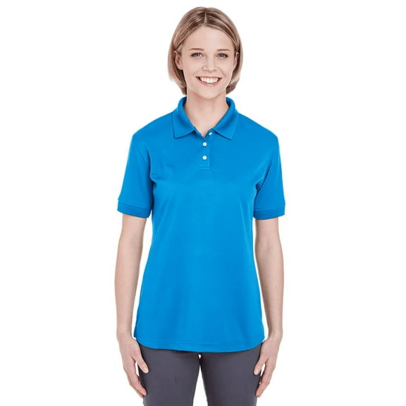U8315L UltraClub Ladies' Platinum PiquÃ© Polo TempControl Ocean Blue 3XL