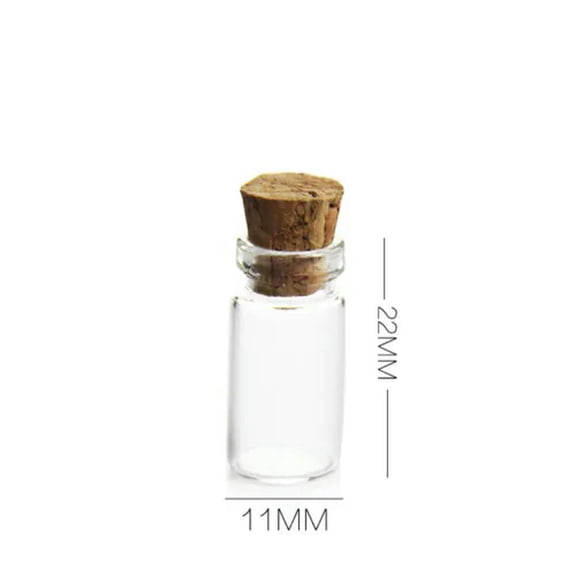 U8MO 0.5~15ML Mini Small Cork Stopper Glass Vial Jars Containers Bottle Drift Bottle-1ml-50pcs