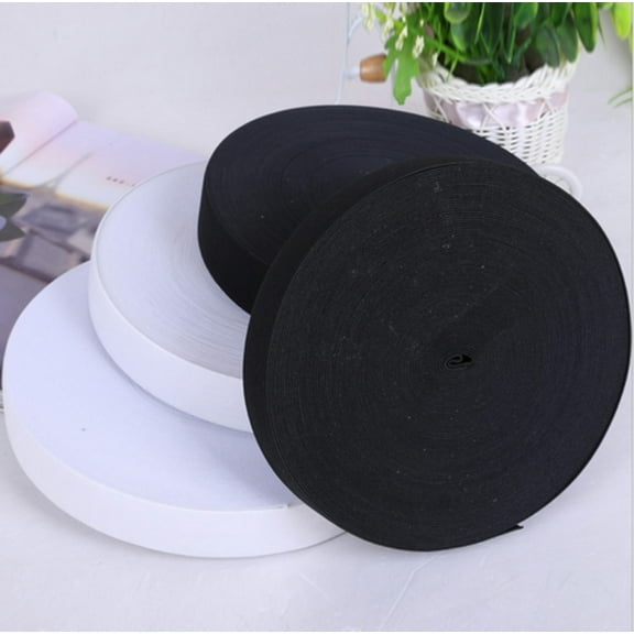 U8MO 1/5/20 Yards Size 3.8 cm Knitted Elastic Black / White Crafts Sewing Trim-White-1 yard